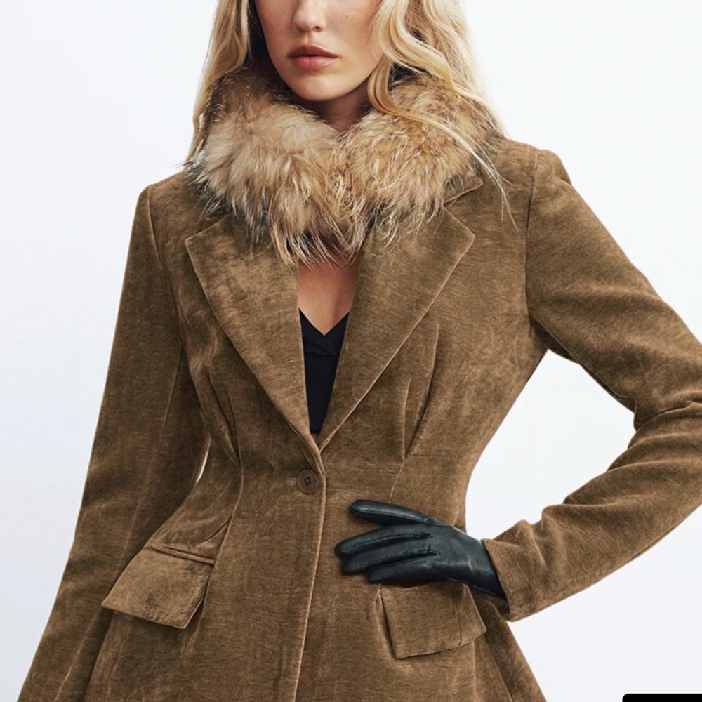 Velvet single button blazer